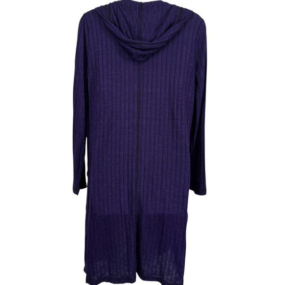 Chicos Zenergy Purple Longline Duster Hooded Cardigan Ribbed Sweater Thin 0/ S - Picture 14 of 15